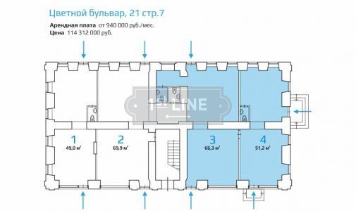 Продажа коммерческой недвижимости по адресу ЦАО, м. Цветной бульвар, Цветной бульвар, дом 21 строение 7, объявление №ЭК1350