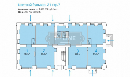 Аренда коммерческой недвижимости по адресу ЦАО, м. Цветной бульвар, Цветной бульвар, дом 21 строение 7, объявление №ЭК1352-a