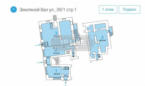 Аренда коммерческой недвижимости по адресу ЦАО, м. Чкаловская, ул. Земляной Вал, дом 39/1 строение 1, объявление №ЭК1490-a