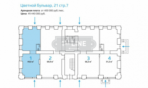 Продажа коммерческой недвижимости по адресу ЦАО, м. Цветной бульвар, Цветной бульвар, дом 21 строение 7, объявление №ЭК1345