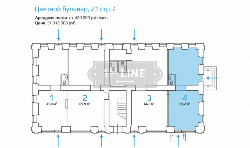 Продажа коммерческой недвижимости по адресу ЦАО, м. Цветной бульвар, Цветной бульвар, дом 21 строение 7, объявление №ЭК1348