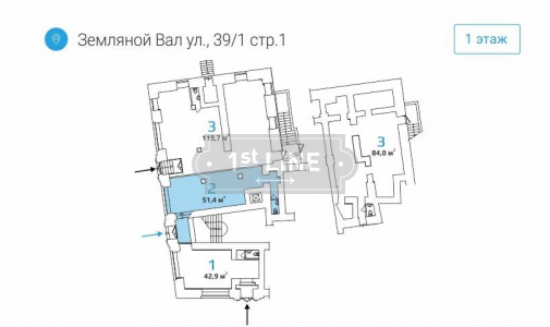 Продажа и аренда коммерческой недвижимости по адресу ЦАО, м. Чкаловская, ул. Земляной Вал, дом 39/1 строение 1, объявление №ЭК1486