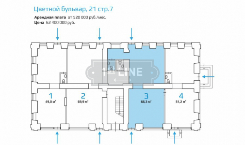 Аренда коммерческой недвижимости по адресу ЦАО, м. Цветной бульвар, Цветной бульвар, дом 21 строение 7, объявление №ЭК1347-a