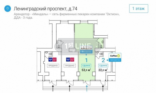 Продажа коммерческой недвижимости по адресу САО, м. Сокол, Ленинградский проспект, дом 74, объявление №ЭК1472