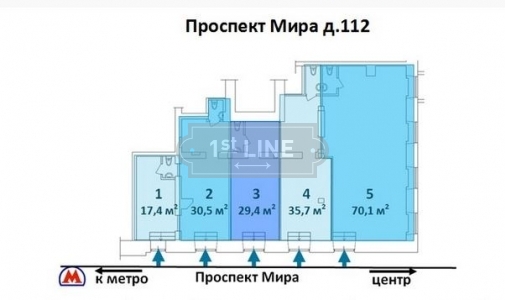 Продажа и аренда коммерческой недвижимости по адресу СВАО,  м. Алексеевская,  ул. Проспект Мира, дом 112, объявление №ЭК606