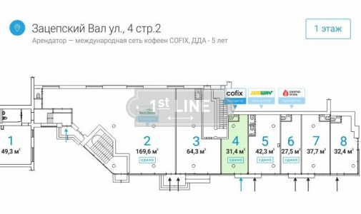 Продажа коммерческой недвижимости по адресу ЦАО, м. Павелецкая, ул. Зацепский Вал, дом 4 строение 2, объявление №ЭК1784